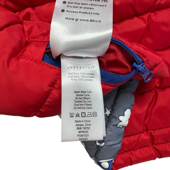 ANDY & EVAN Reversible Space Hooded Puffer Jacket Size 3T Red Lined Pockets - Picture 5 of 5
